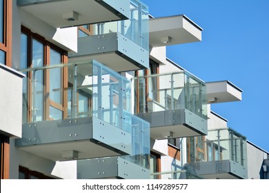 Modern Apartment Balcony At Sunset.