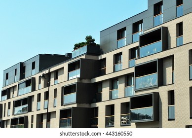 Modern Apartment Balcony At Sunset.