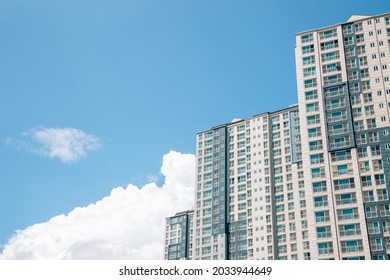 Modern Apartment Building And Cloudy Sky In Suwon, Korea