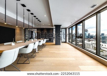 Modern apartment building in Montreal, Griffintown with amenities, city views, reception areas, patio and other common areas