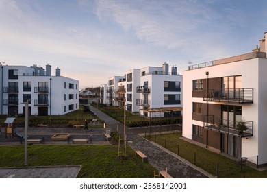 Modern Apartment Complex with Shared Outdoor Space