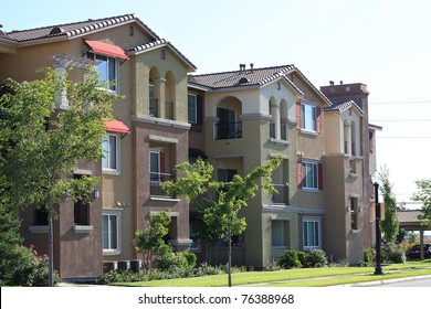 Modern Apartment Complex In Suburban Neighborhood