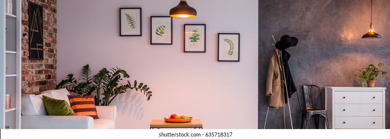 Modern Apartment With Lights On At Night