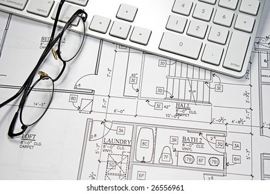 Modern Architects Office Blueprint Computer Keyboard Stock Photo ...