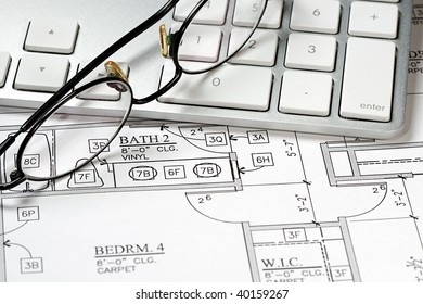 Modern Architects Office Blueprint Computer Keyboard Stock Photo (Edit ...