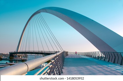 Modern Architecture Bridge Dubai Water Canal Tolerance Bridge New Attraction Of United Arab Emirates, Famous Bridge Architecture Design