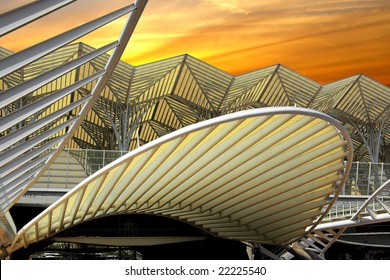 Modern Architecture Design In A Train Station In Lisbon