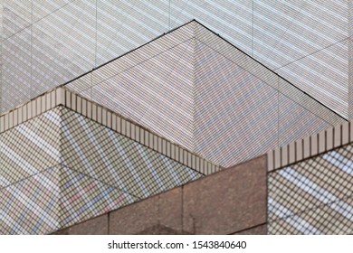 Modern architecture. Graphical geometric pattern on modern building.