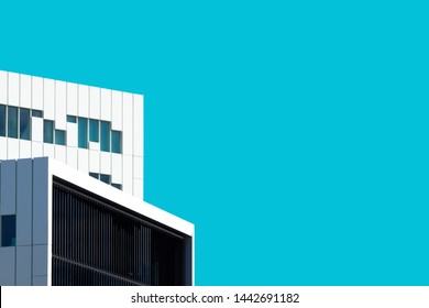 Modern Architecture. Minimal Aesthetics. Building Fragments against clear, blue sky. High Quality and Resolution Image. - Shutterstock ID 1442691182
