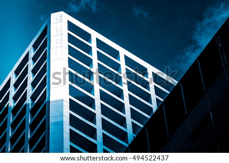 Modern architecture tone in blue tone