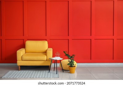 Modern armchair in interior room