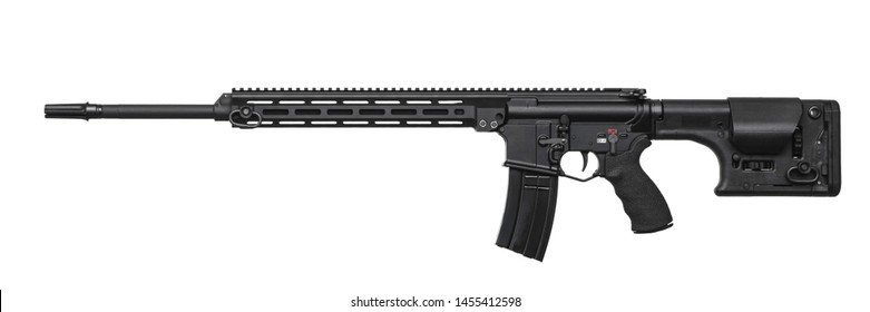 Modern Automatic Rifle Isolated On White Background