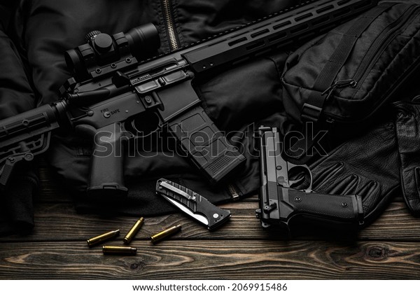 Modern Automatic Rifle Telescopic Sight On Stock Photo 2069915486 ...