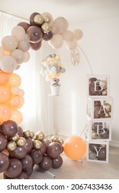 Modern Baby Shower Decorations. Gender Neutral Colors. Balloon Arch