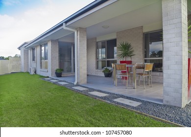 Modern backyard with entertaining area in stylish Australian home - Shutterstock ID 107457080