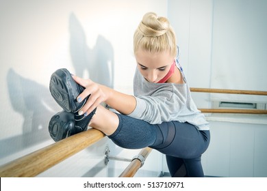 Modern ballet dancer in a ballet class. 
