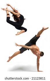 Modern Ballet Dancer Posing Over White Background