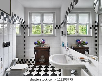 modern bathroom black and white