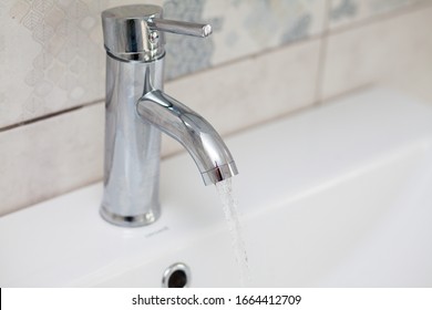 Modern Bathroom Chrome Faucet Running Water Stock Photo (Edit Now ...