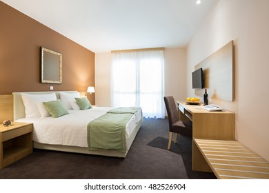 Modern beautiful hotel bedroom interior 