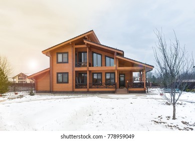 Modern Beautiful Wooden House - Winter Natural Photo