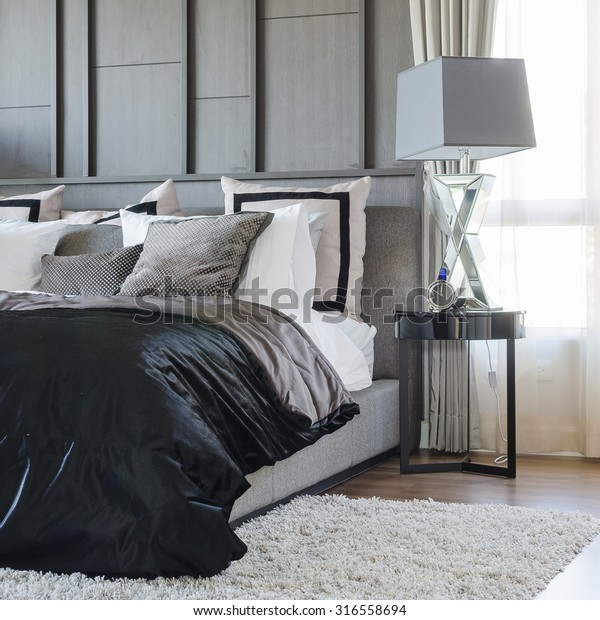 Modern Bedroom Design Black White Color Stock Photo Edit