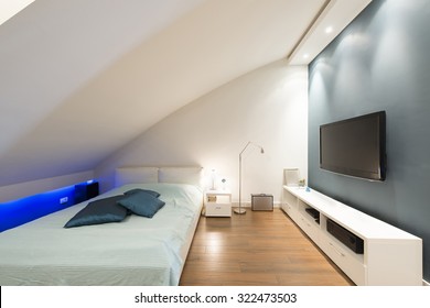 Modern Bedroom Interior In Loft Apartment

