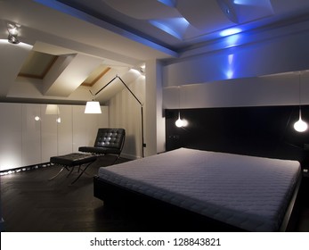 Modern bedroom with led lighting decoration