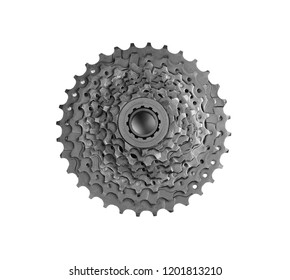 Modern Bicycle Cogset On White Background, Top View