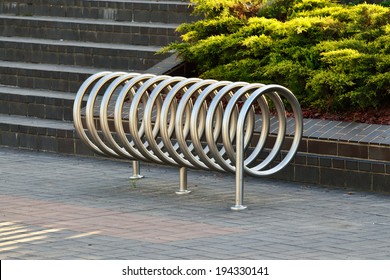 Modern Bike Storage In The Form Of A Steel Spiral