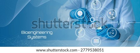 Modern Bioengineering Systems Concept Showcasing Medical Technology and Digital Health Innovations with Professional Gloved Hands