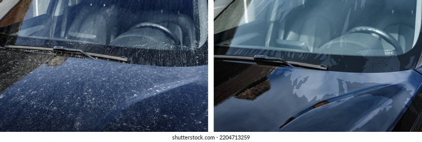 Modern black automobile before and after car washing outdoor. - Shutterstock ID 2204713259