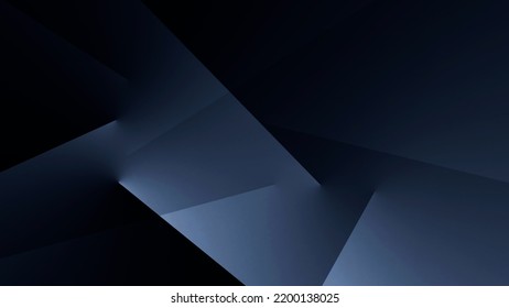 Modern black blue abstract background. Minimal. Color gradient. Dark. Web banner. Geometric shape. 3d effect. Lines stripes triangles. Design. Futuristic. Cut paper or metal effect. Luxury. Premium.