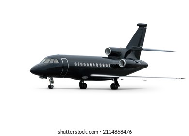 Modern black executive business jet isolated on white background - Powered by Shutterstock