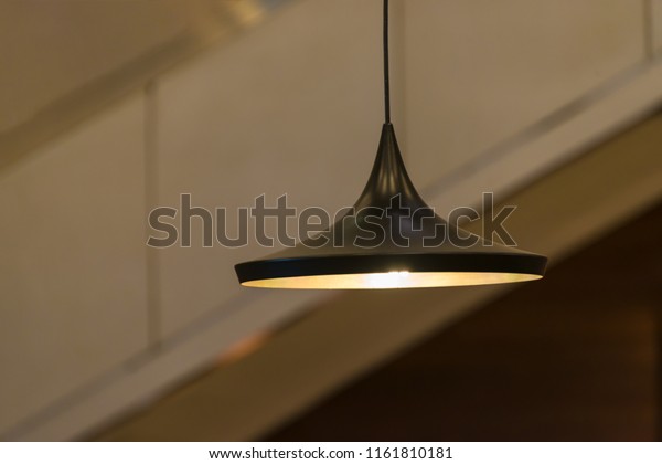 Modern Black Flat Shape Ceiling Lamp Stock Photo Edit Now