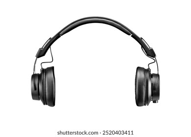 Modern black professional headphones isolated on white background. Front view. - Powered by Shutterstock