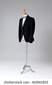 Modern Black Tuxedo Isolated On Grey Background