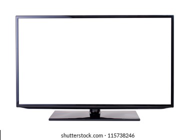 Modern Blank Flat Screen TV Set, Isolated On White Background