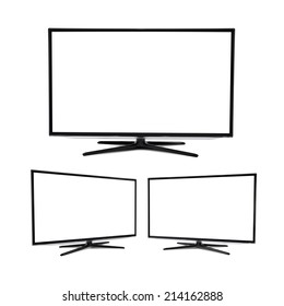 Modern Blank Flat Screen TV Set, Isolated On White Background