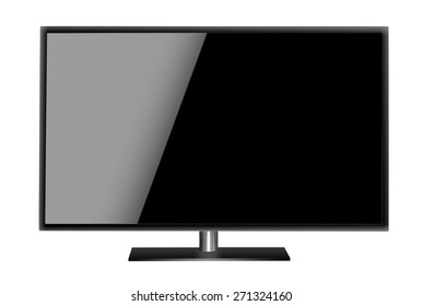 Modern Blank Flat Screen TV Set. Isolated On White Background.