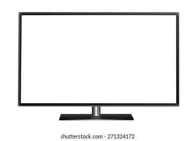 Modern Blank Flat Screen TV Set. Isolated On White Background.