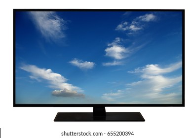 Modern Blank Flat Screen TV Set LCD Television Isolated On White Background4K Display