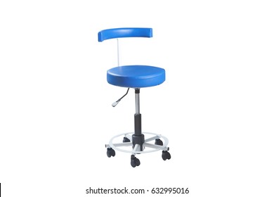 Modern Blue Chair For Dentist Or Doctor Isolated On White Background