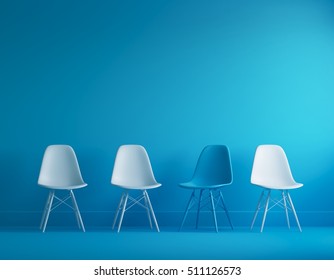 Modern blue and white chairs standing in interior empty blue room for copy space. minimal space. - Powered by Shutterstock