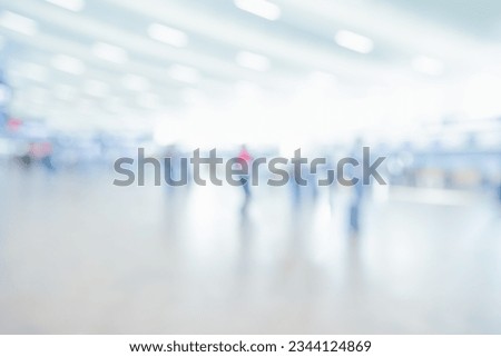 MODERN BLURRY AIRPORT HALL, TERMINAL BACKGROUND, BOARDING AND FLYING CONCEPT