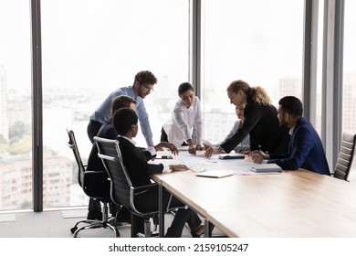 Modern Boardroom Diverse Business Team Discuss Stock Photo 2159105247 ...