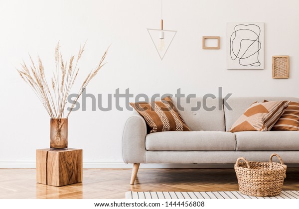 Modern Boho Interior Living Room Cozy Stock Photo Edit Now