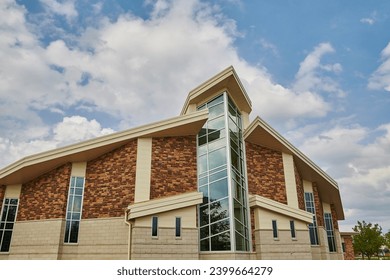 Modern Brick and Glass Church Building in Midwest America - Powered by Shutterstock