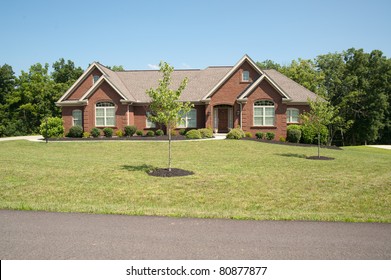 Modern Brick Two Story Rural House In USA.