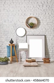 Modern Brick Wall Decor With Round Frame